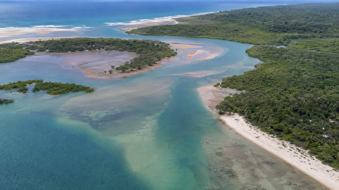 A coastal estuary where river water meets the ocean
